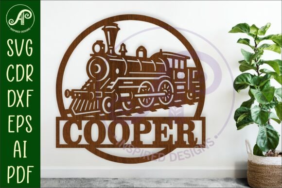 Download Steam Train Name Sign Design for Laser - Premium Resources
