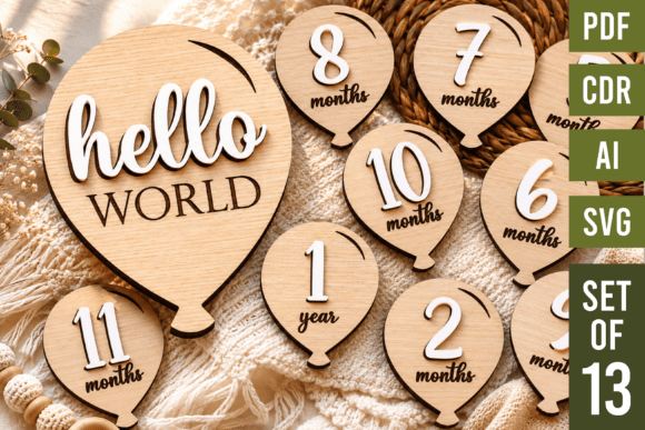 Download Baby Milestone Cards SVG, Balloon Design - Balloon design Collection