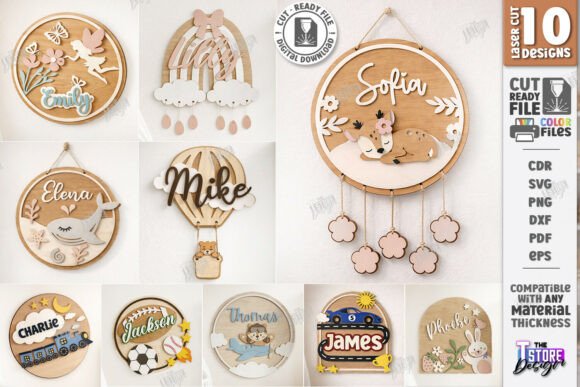 Download 3D Kids Room Name Signs Laser Cut Bundle - Premium Resources