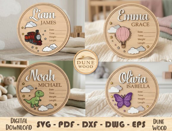 Download Personalized Baby Birth Stats Sign SVG - Premium Bundle