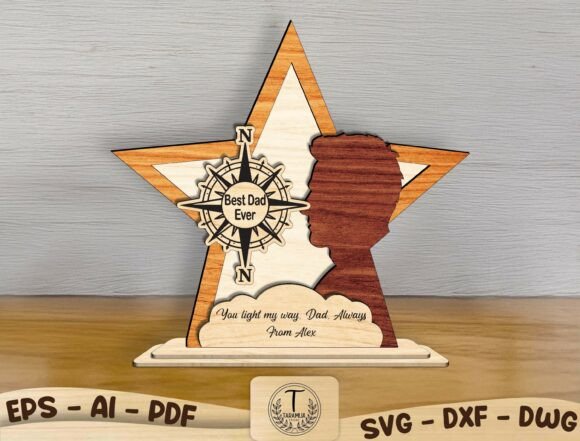Download Best Dad Ever Star Sign Laser Cut SVG - Star sign Collection