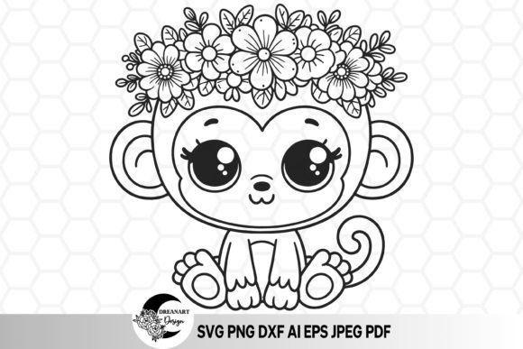 Download Cute Floral Monkey SVG Cut Files - Monkey svg Collection
