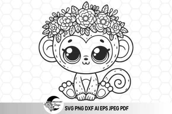Download Cute Floral Monkey SVG Cut Files - Monkey svg Collection