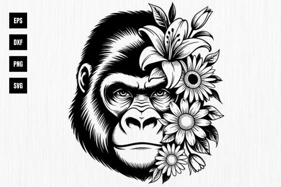 Download Monkey with Flowers SVG, Monkey Svg - Monkey svg Collection